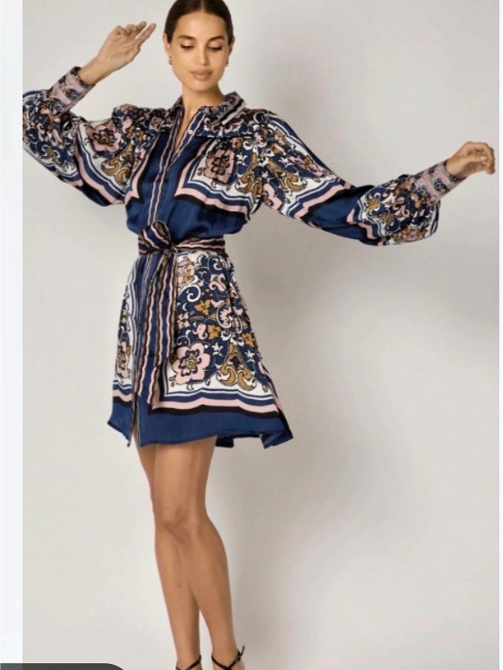 Cleobella Charisma Mini Dress in Blue & Pink